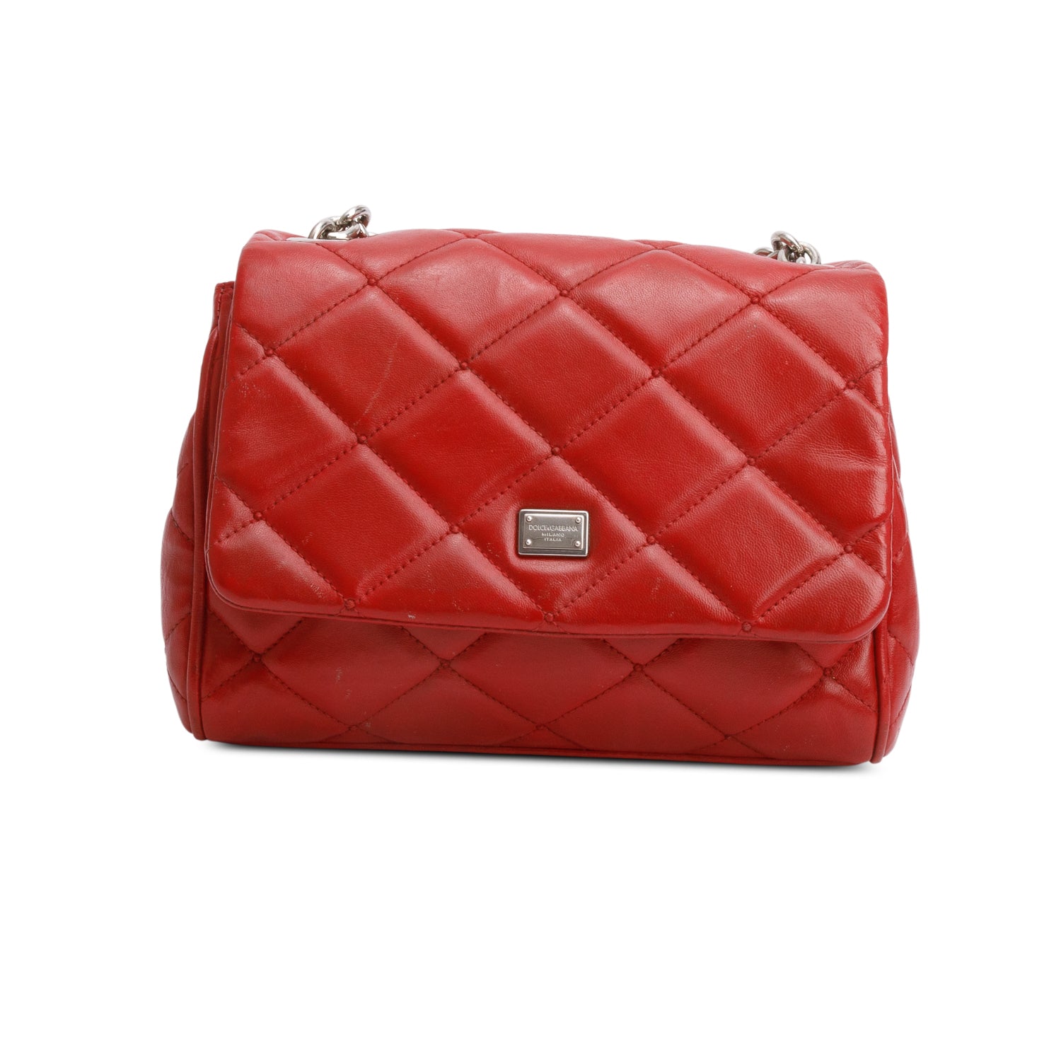 Dolce & Gabbana Red Quilted Calfskin Leather Miss Kate Crossbody Bag