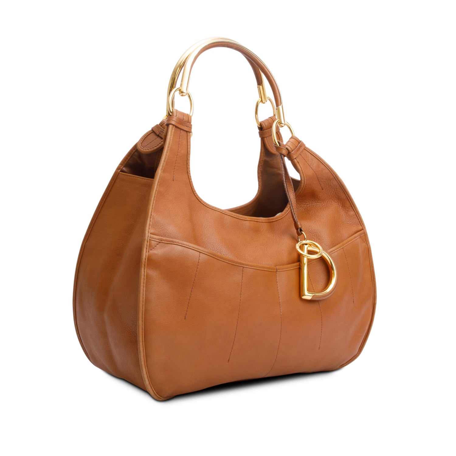 Christian Dior Brown Leather Brandy 61 Hobo w/ Authenticity Card
