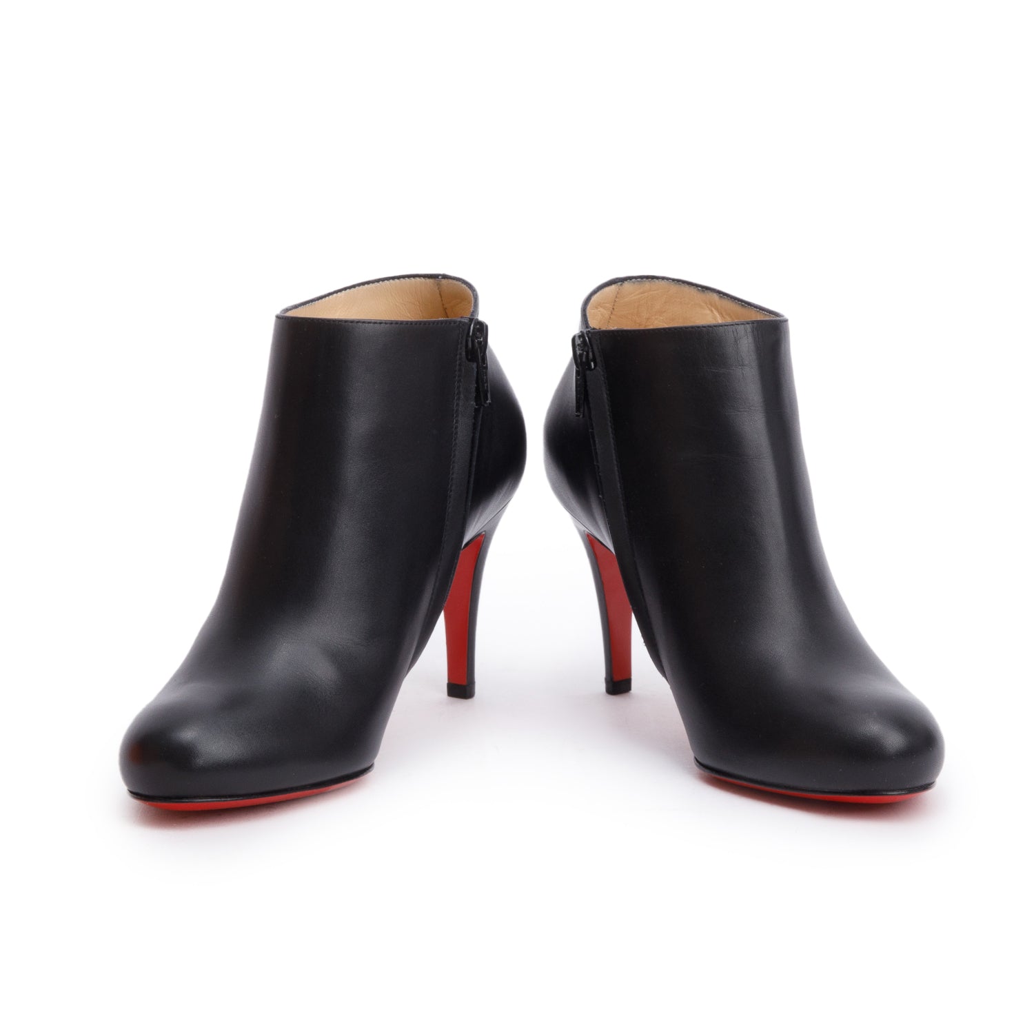 Christian Louboutin Black Calfskin Leather Belle Ankle Boots, Size 35 w/ Box