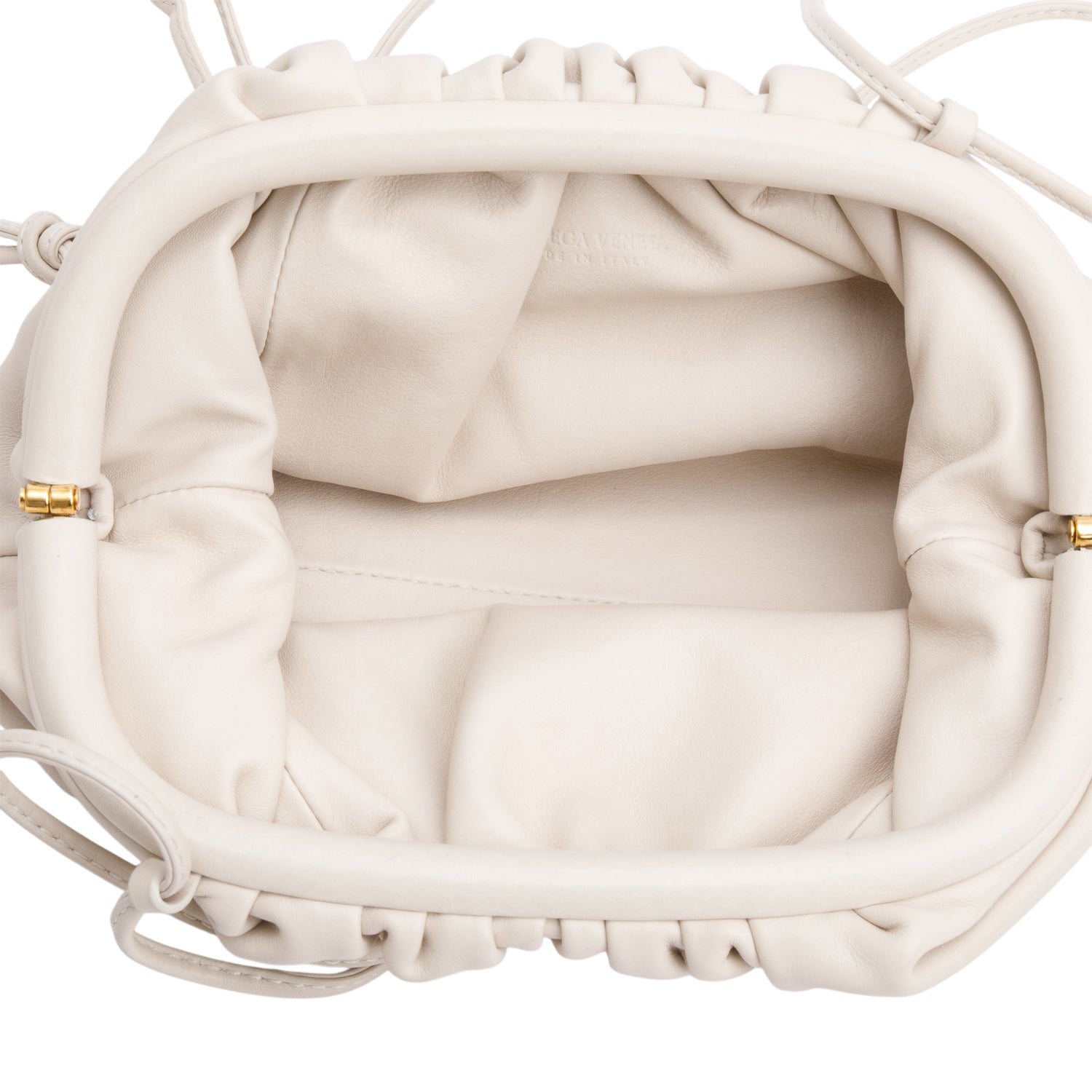 Bottega Veneta White Calfskin Intrecciato Leather The Mini Pouch