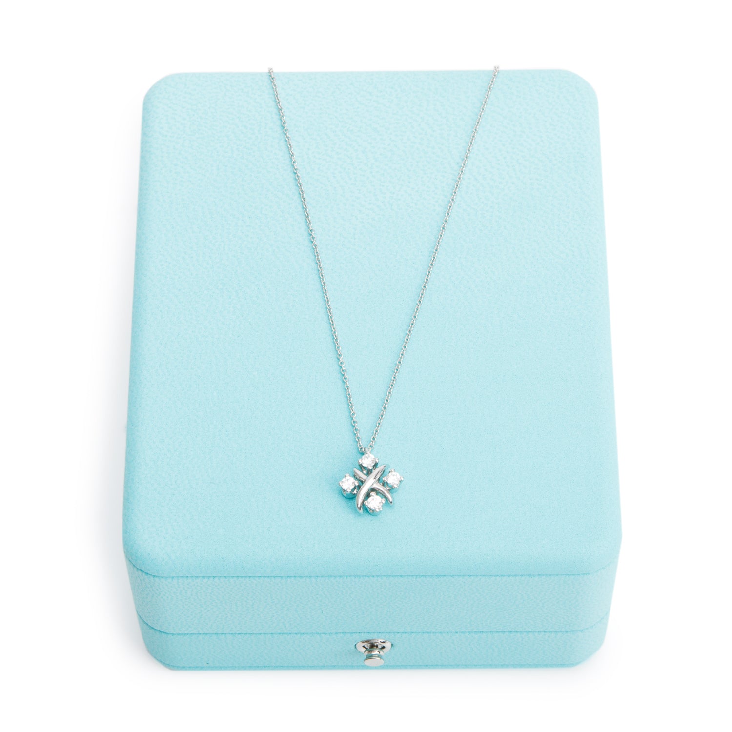 Tiffany & Co. Platinum Diamond Sixteen Stone Pendant Necklace w/ Box