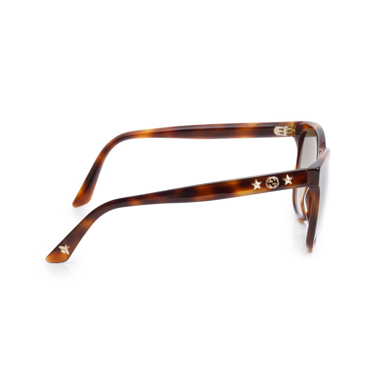 Gucci GG0232SK Havana Acetate Interlocking G Star Accent Square Sunglasses w/ Case