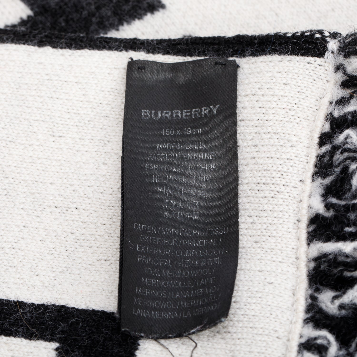 Burberry Black/Neutral Reversible Logo Wool Scarf