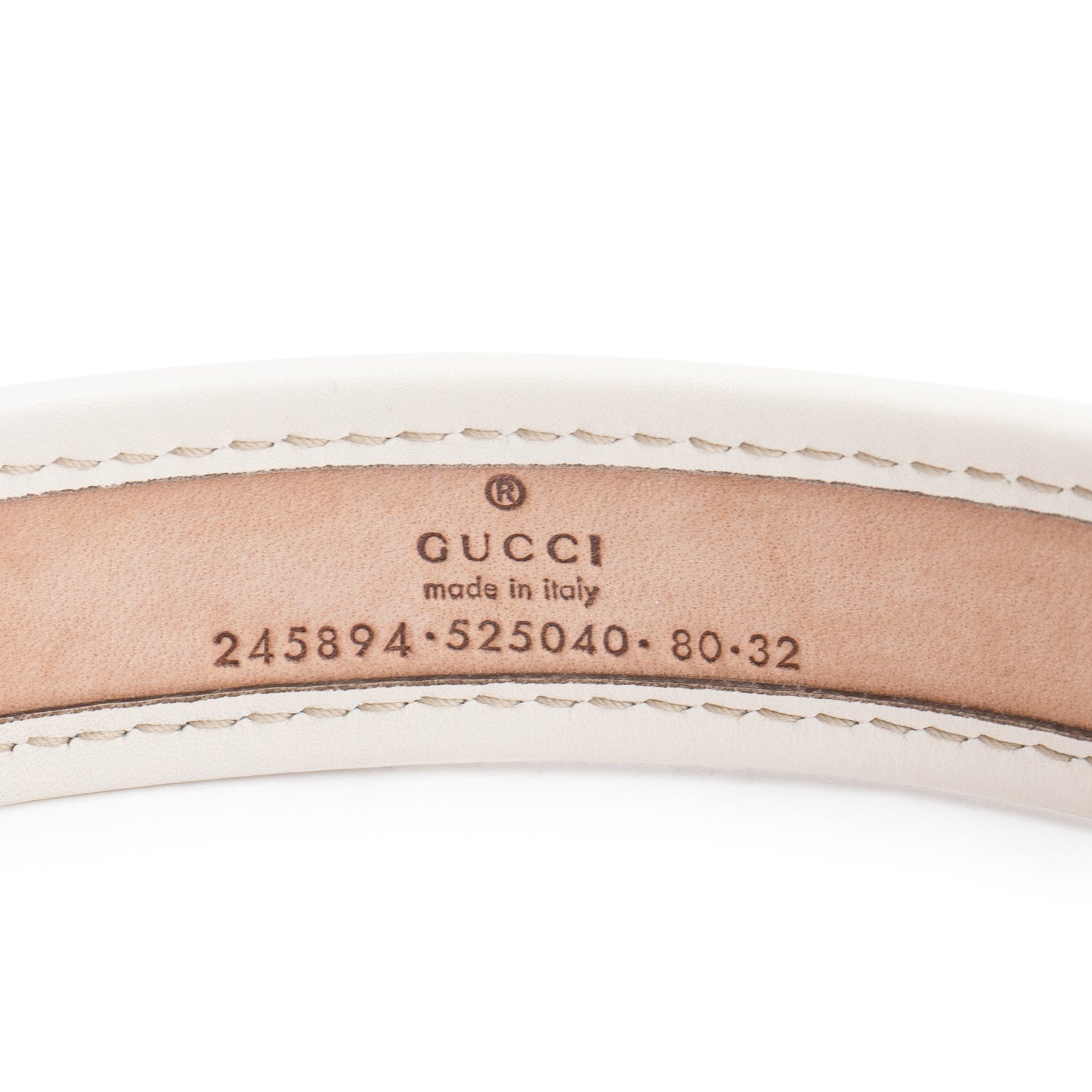 Gucci GG Canvas Calfskin Leather Sculpted GG Buckle Belt