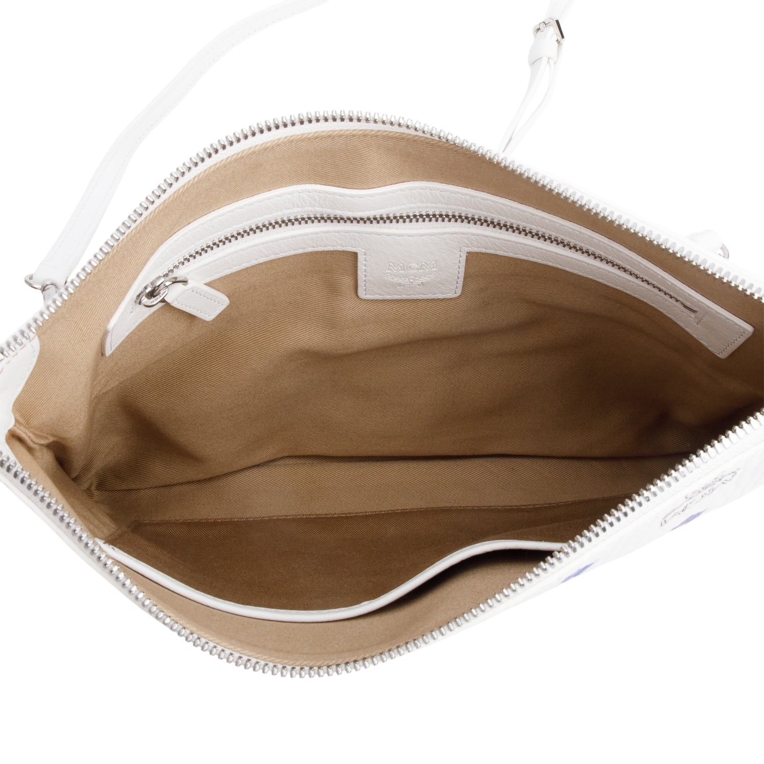 MCM White Rainbow Visetos Portuna Clutch Crossbody Bag w/ Strap