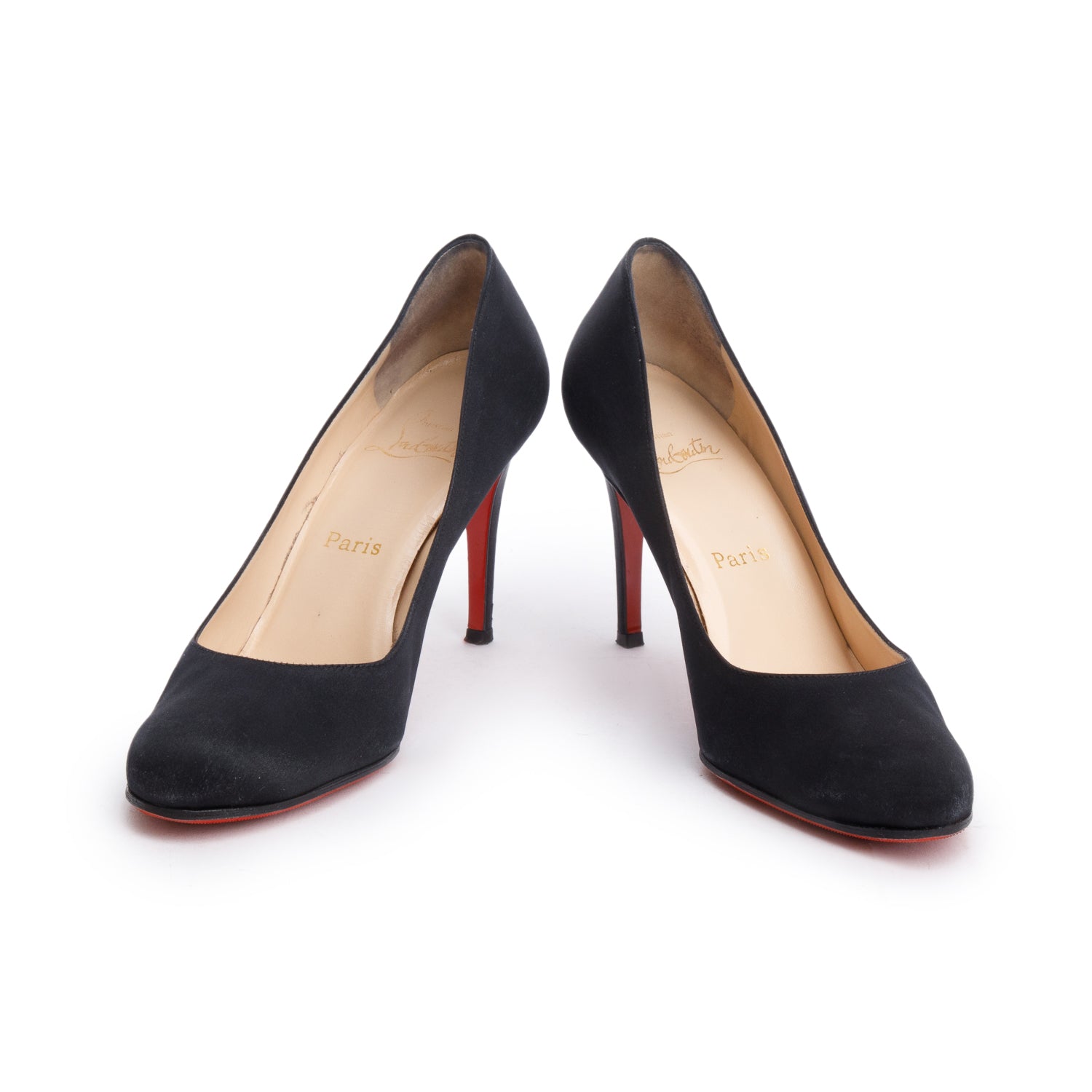 Christian Louboutin Black Satin New Declic 120 Pumps, Size 40