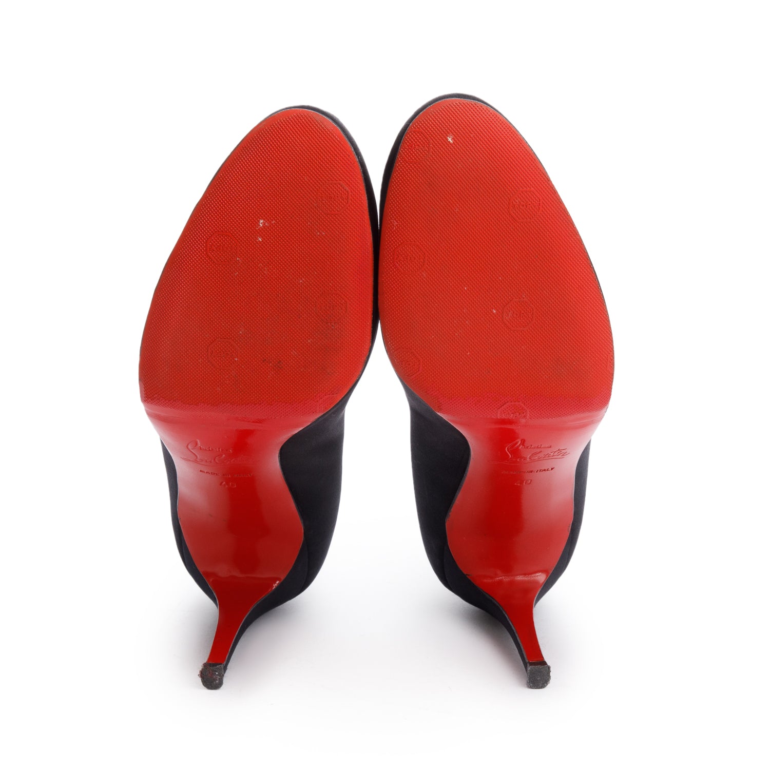 Christian Louboutin Black Satin New Declic 120 Pumps, Size 40