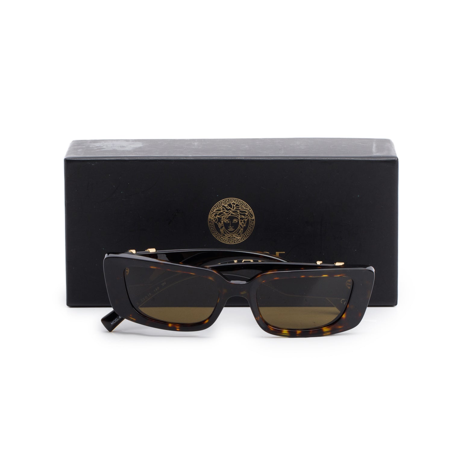 Versace 4382 Havana Acetate Virtue Rectangular Sunglasses w/ Box
