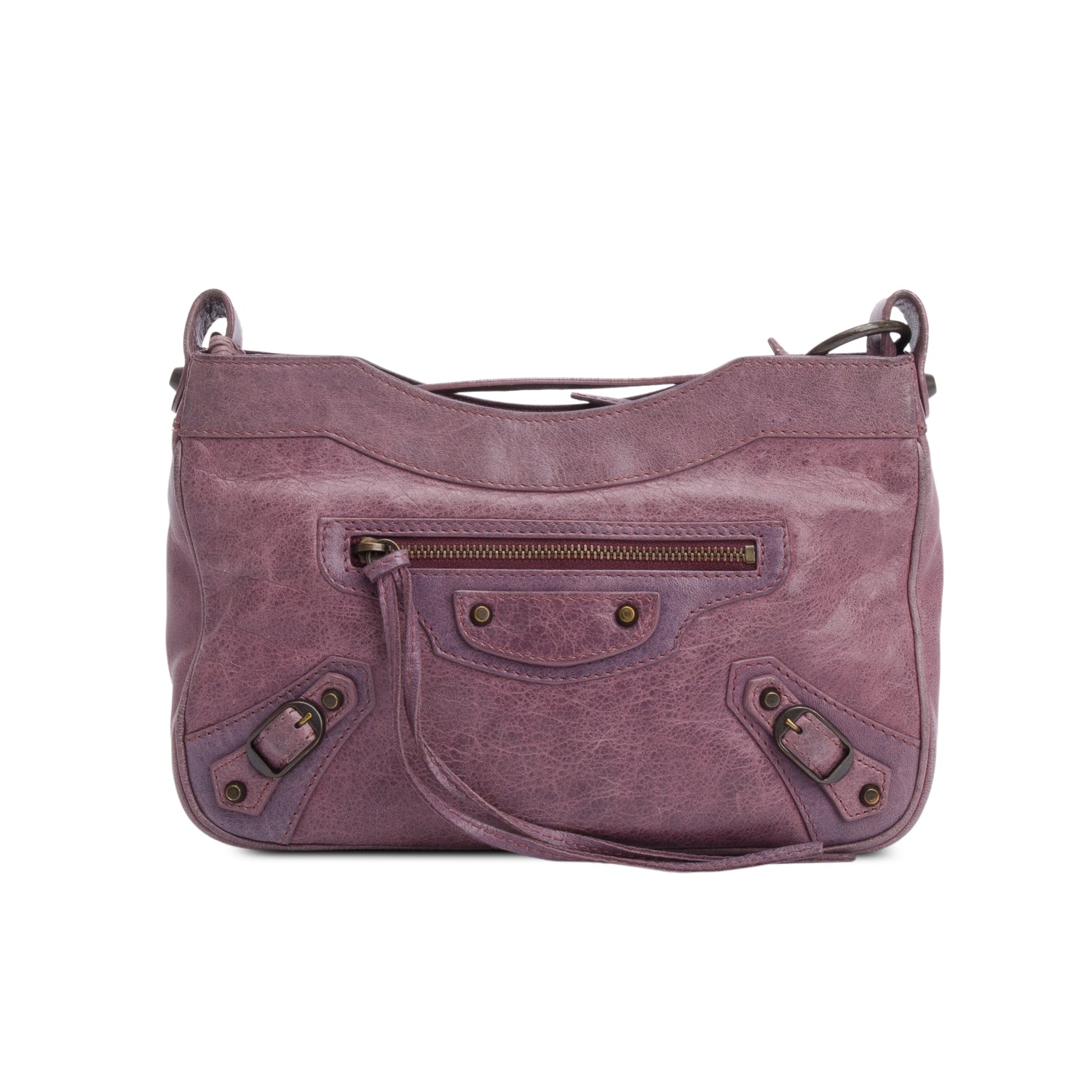 Balenciaga Purple Agneau Leather Classic Motorcycle Hip Crossbody
