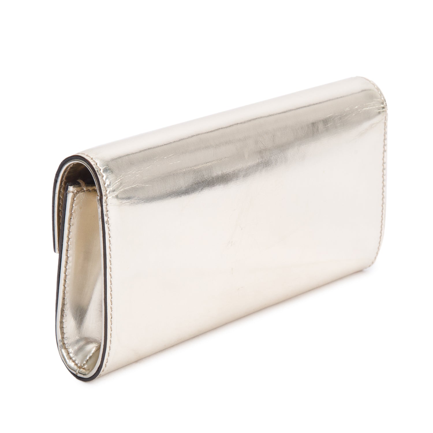 Gucci Gold Patent Leather Gem Clutch w/ Box