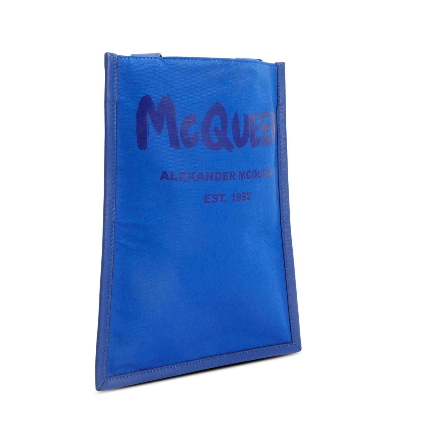 Alexander McQueen Blue Nylon Graffiti Logo Crossbody Bag