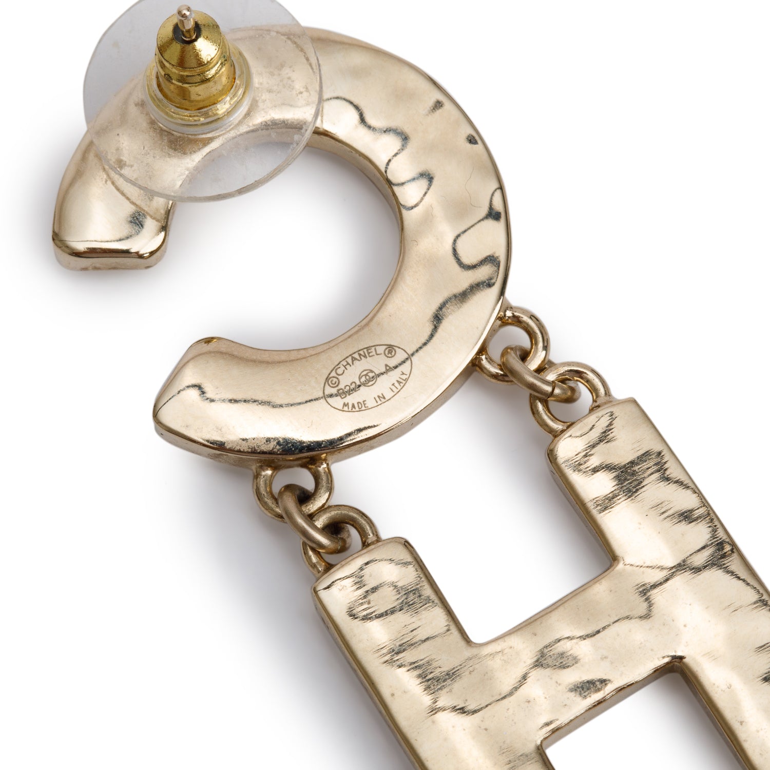 Chanel 2022 Gold-Plated Enamel 'CHA-NEL' Drop Earrings w/ Box