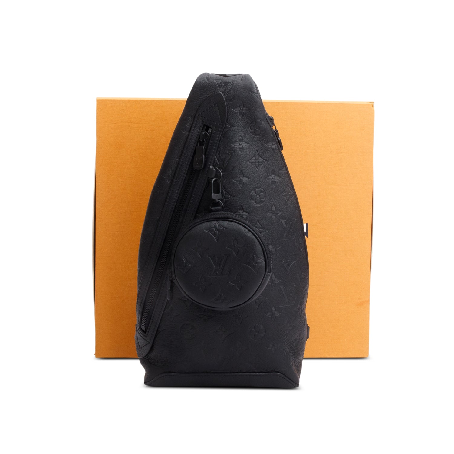 Louis Vuitton Black Monogram Shadow Duo Slingbag w/ Box