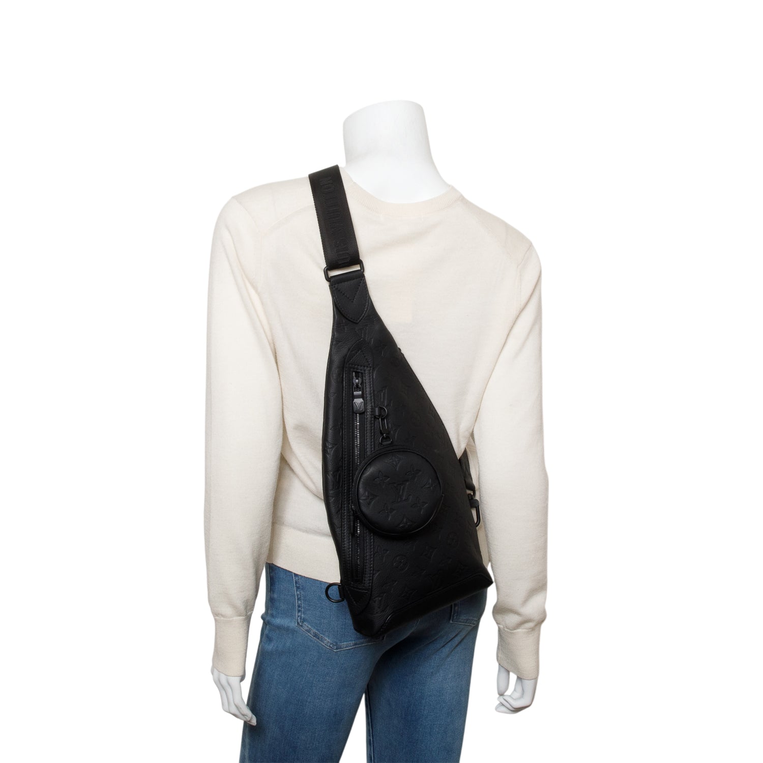 Louis Vuitton Black Monogram Shadow Duo Slingbag w/ Box