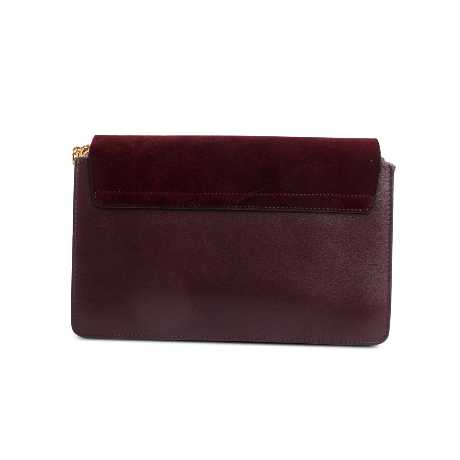 Chloe Burgundy Suede & Calfskin Leather Studded Small Faye Shoulder Bag