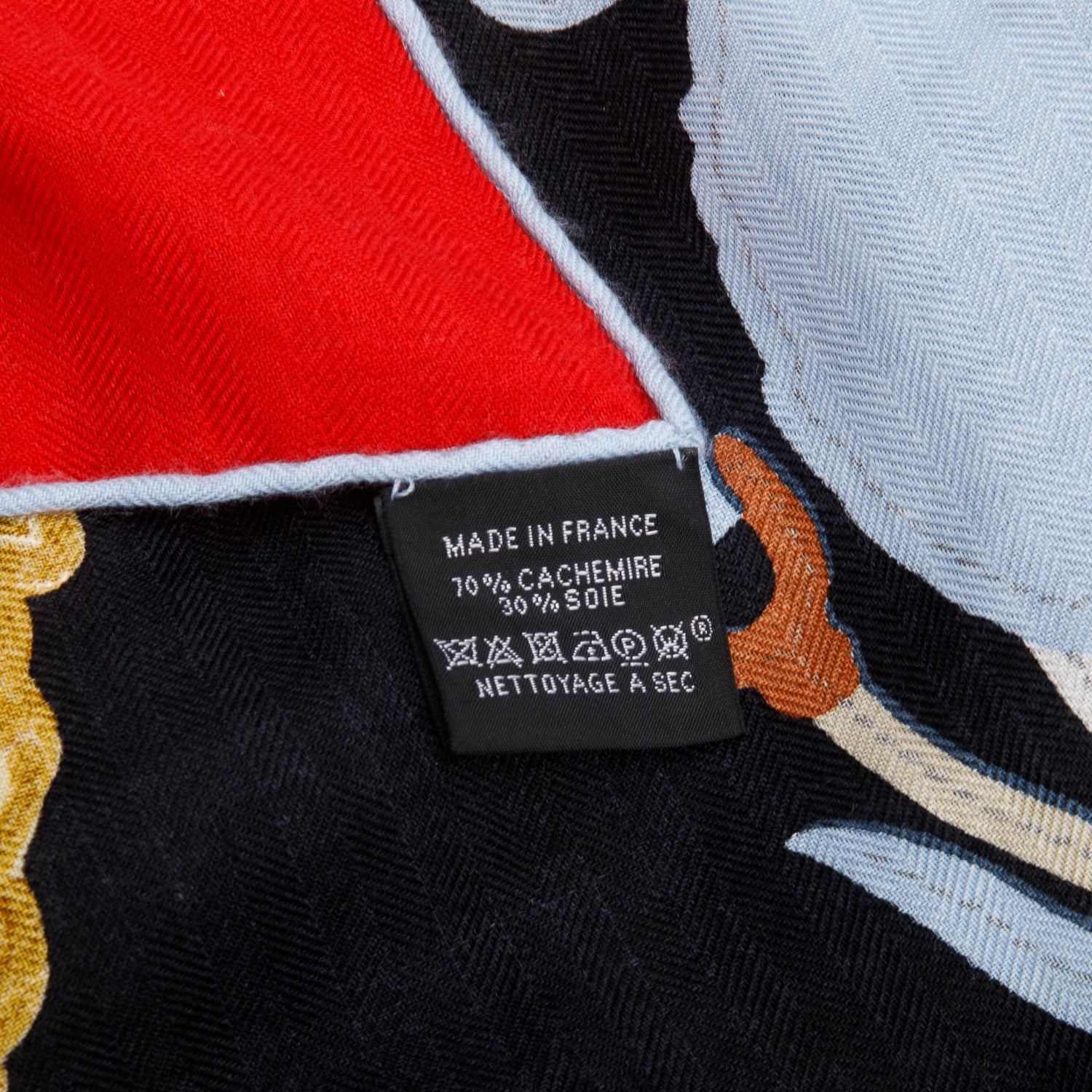 Hermes Black & Multicolor 'Brides de Gala' Cashmere Silk Shawl 140