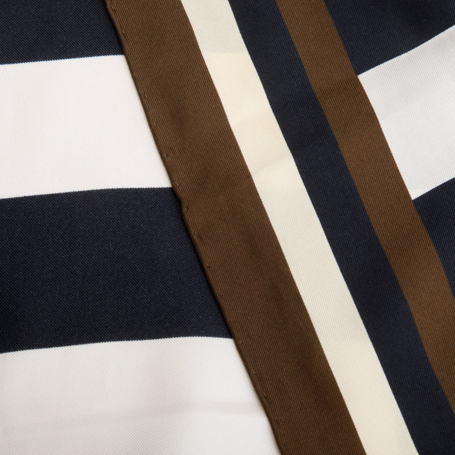 Saint Laurent Black/Brown/White Logo Striped Print Silk Scarf