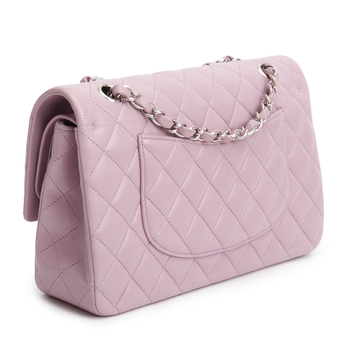 Chanel Purple Quilted Lambskin Leather Classic Medium Double Flap Bag w/ Box & Authenticity Card