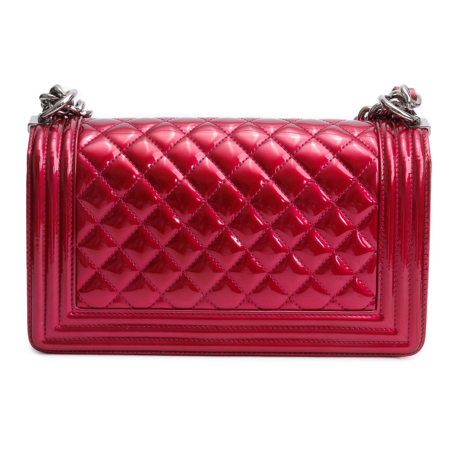 Chanel Red Patent Leather Medium Boy Bag w/ Box & Authenticity Card