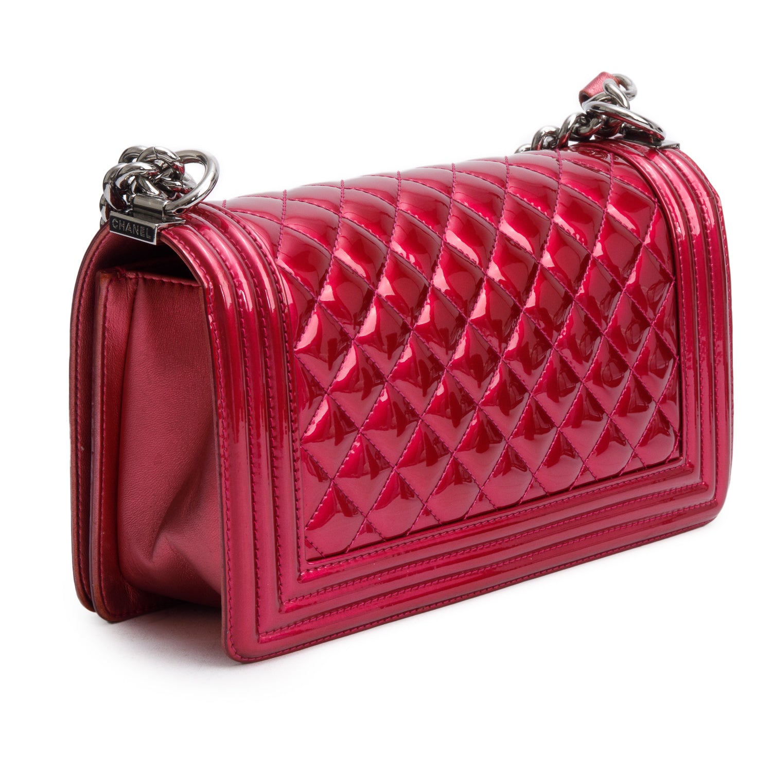 Chanel Red Patent Leather Medium Boy Bag w/ Box & Authenticity Card