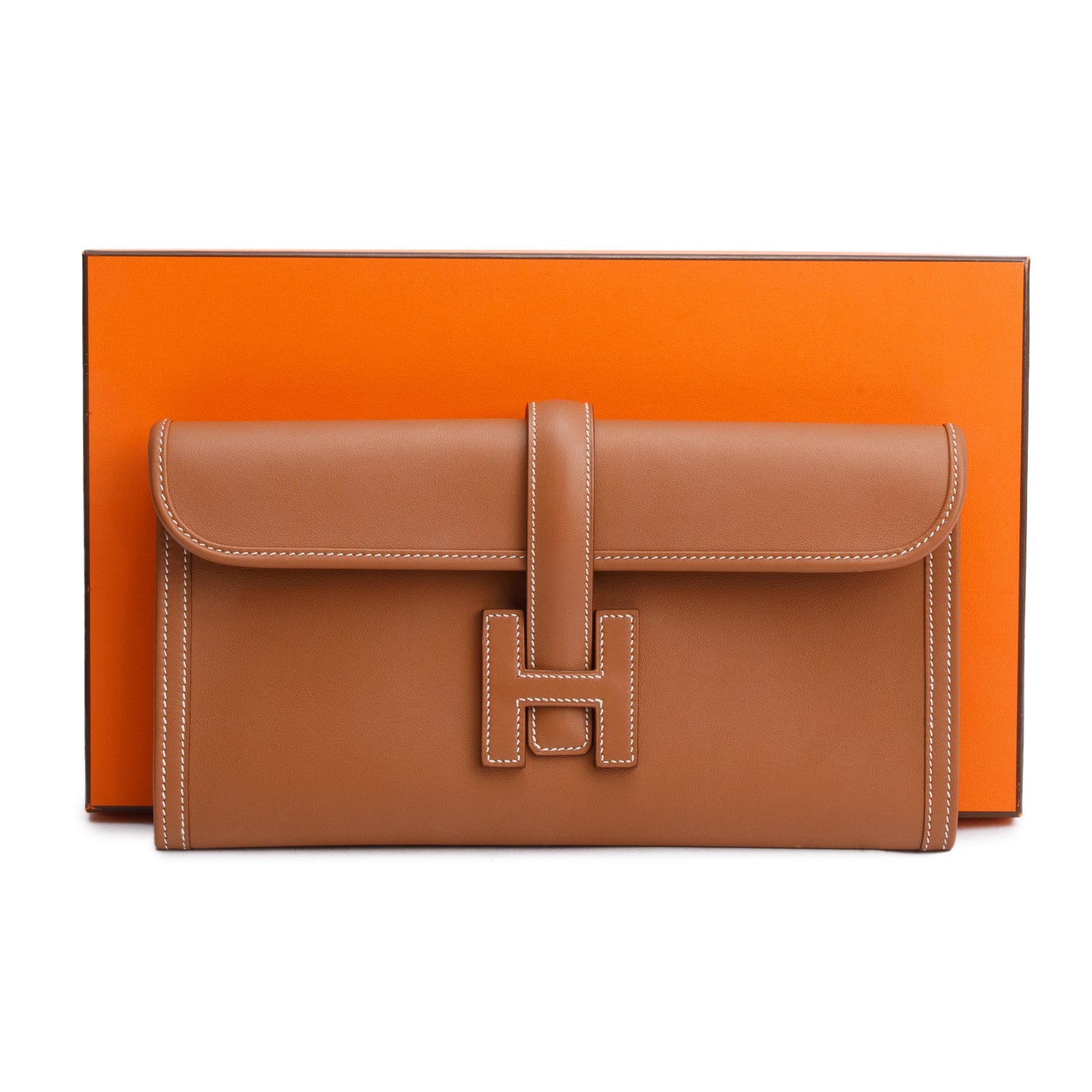 Hermes 2023 Gold Swift Leather Jige Elan 29 Clutch w/ Box