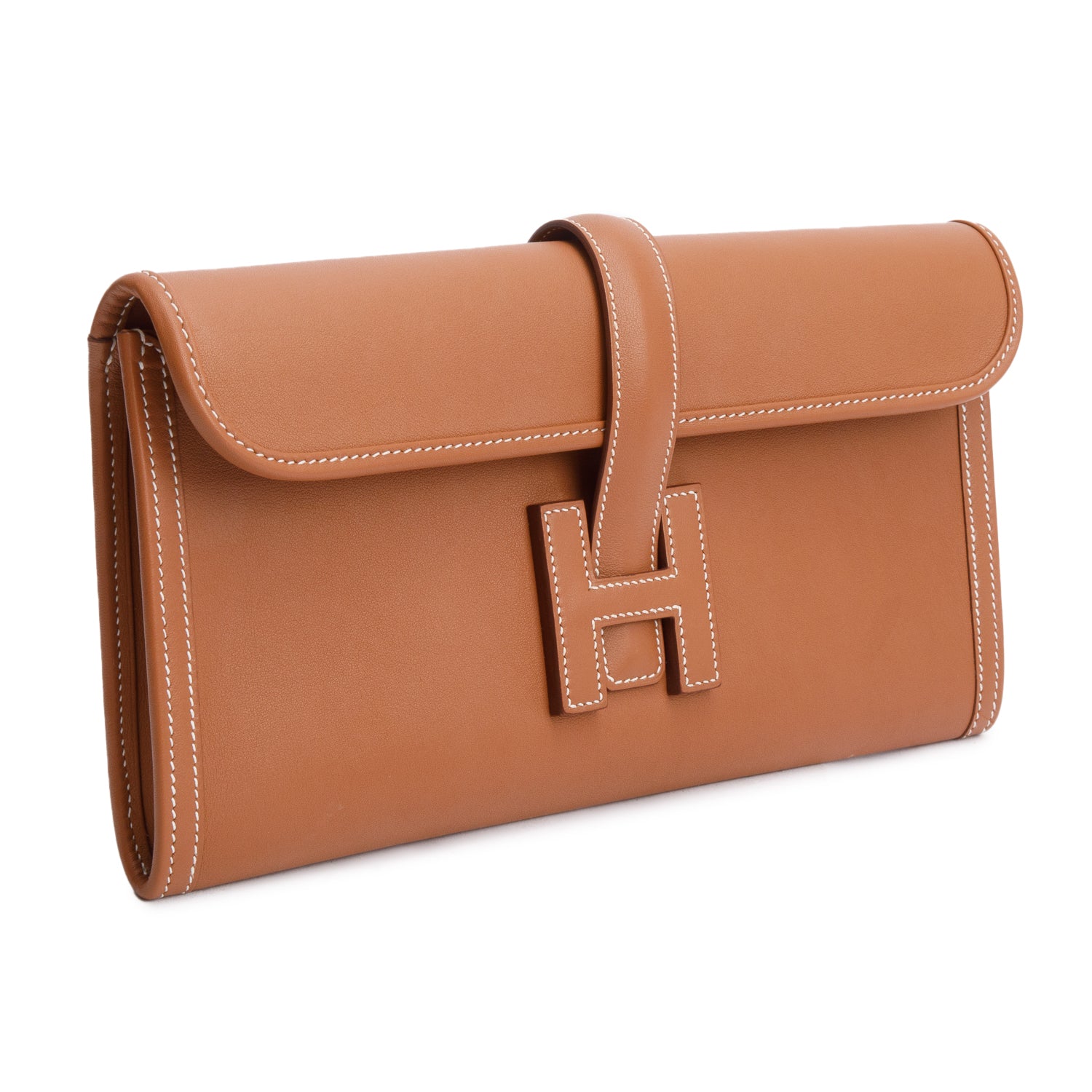 Hermes 2023 Gold Swift Leather Jige Elan 29 Clutch w/ Box