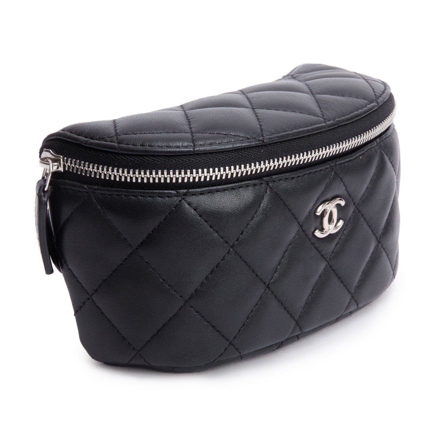 Chanel 2021 Black Quilted Lambskin Leather Classic Arm Coin Purse Pouch w/ Box & Authenticity Card