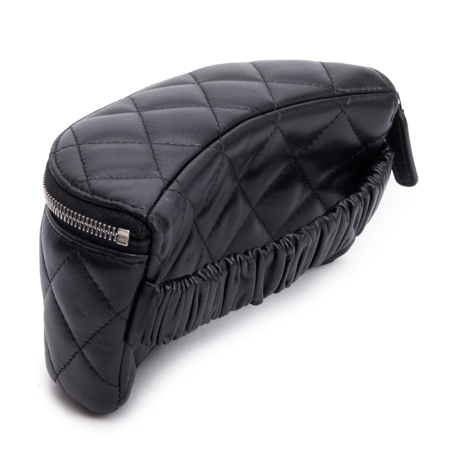 Chanel 2021 Black Quilted Lambskin Leather Classic Arm Coin Purse Pouch w/ Box & Authenticity Card