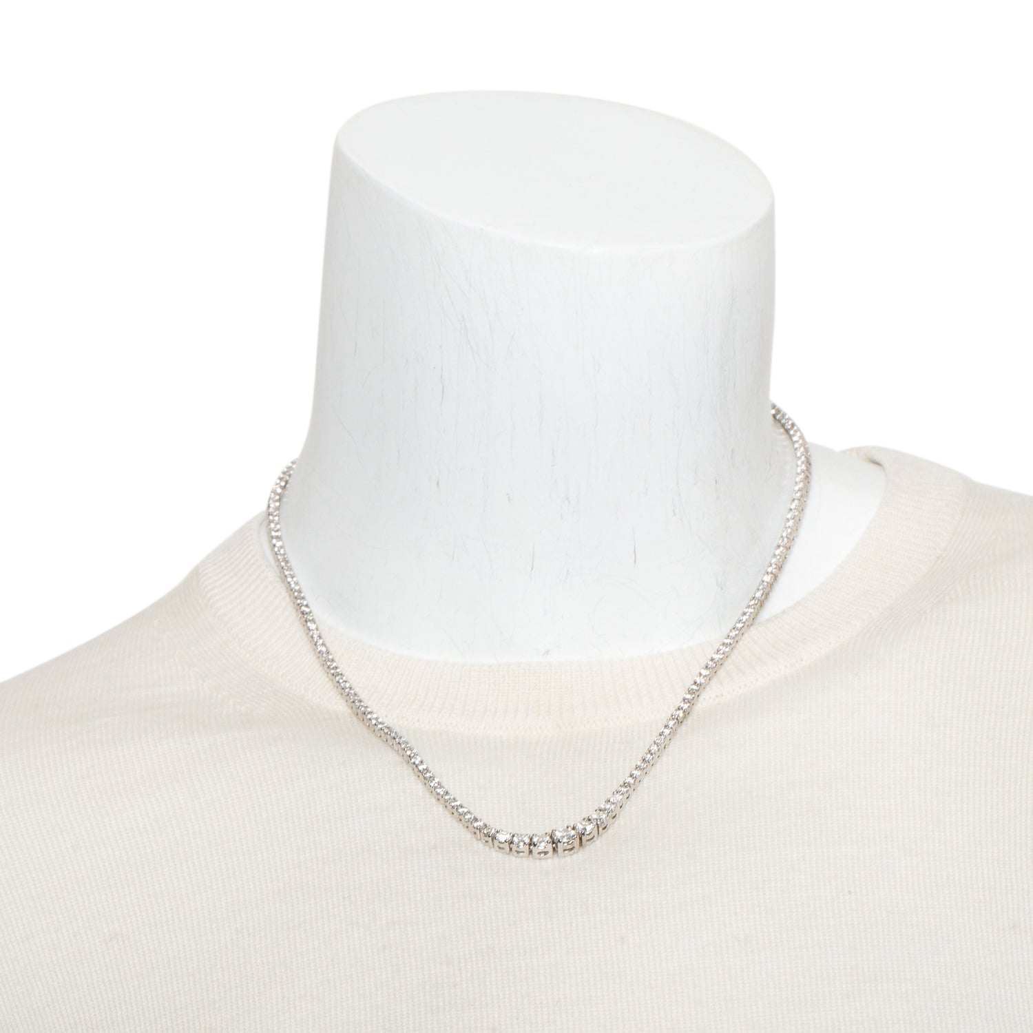 14k White Gold 8.55 tcw. Graduated Diamond Tennis Necklace