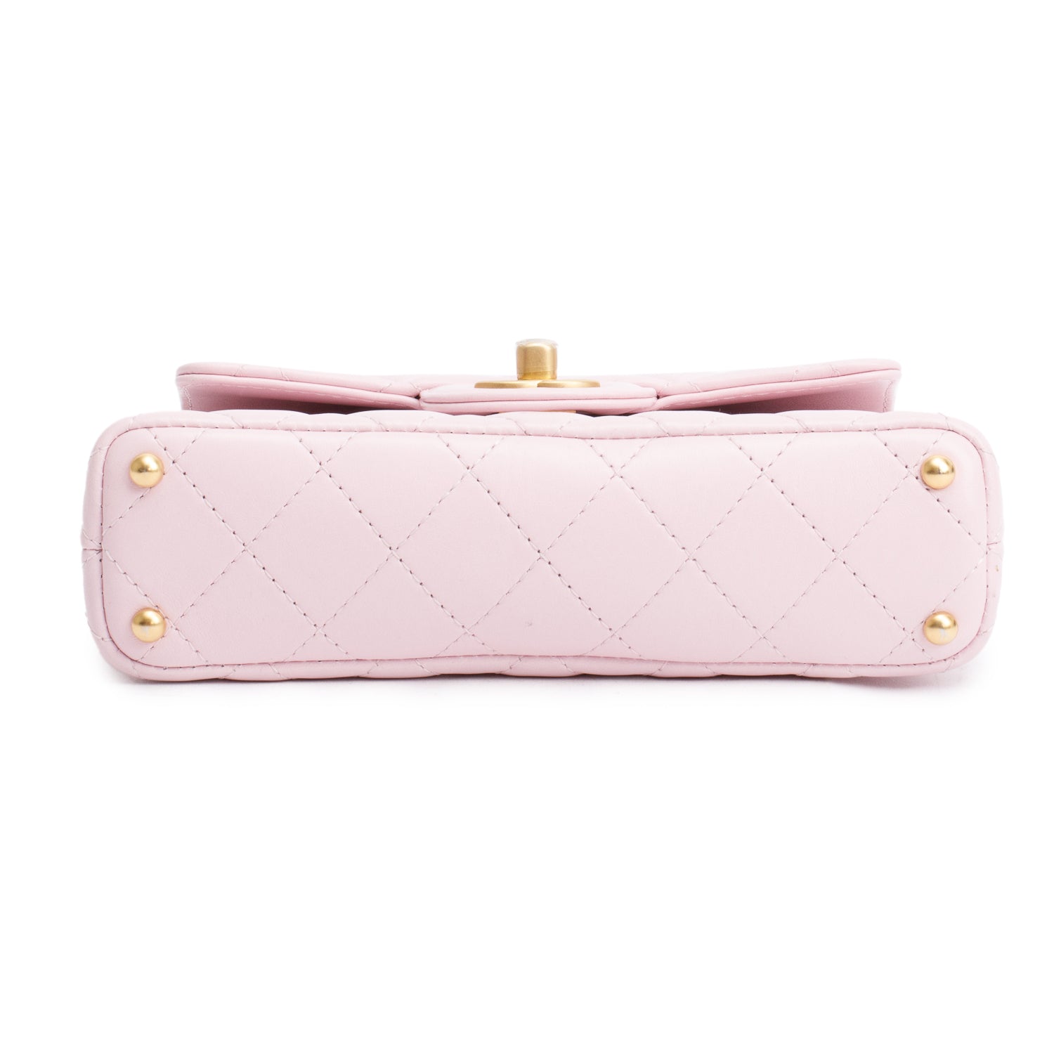 Chanel Pink Quilted Lambskin Leather Mini Top Handle Flap Bag