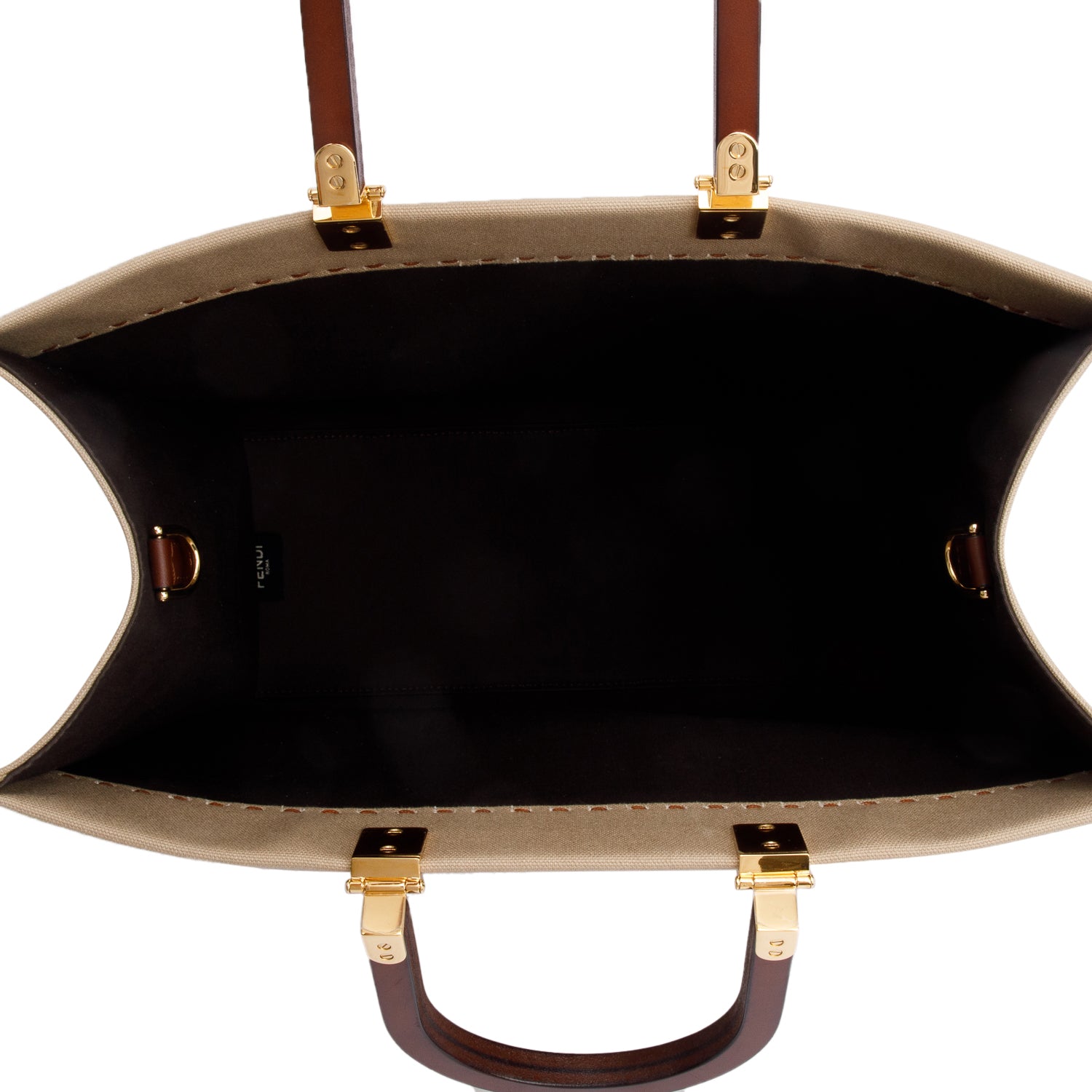 Fendi Neutral Canvas Medium Sunshine Tote Bag w/ Box