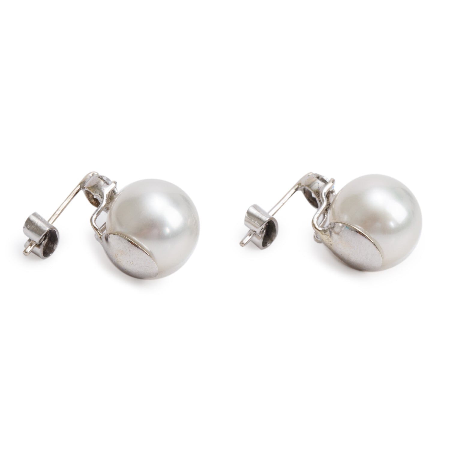 18k White Gold South Sea Pearl & Diamond Earrings