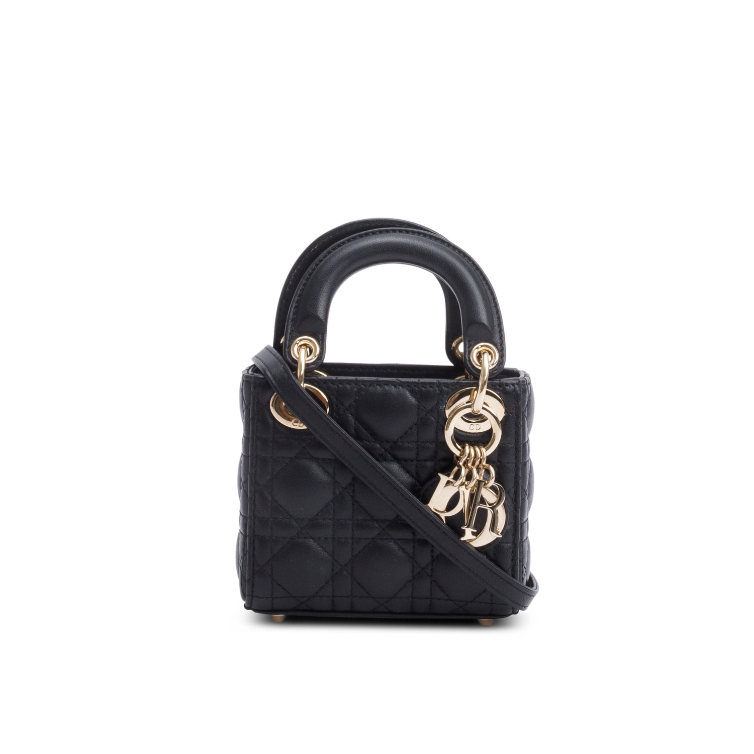 Christian Dior 2022 Black Leather Micro Lady Dior Bag w/ Box & Receipt