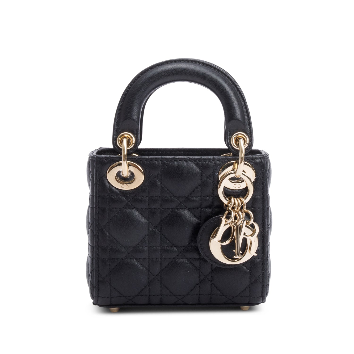 Christian Dior 2022 Black Leather Micro Lady Dior Bag w/ Box & Receipt