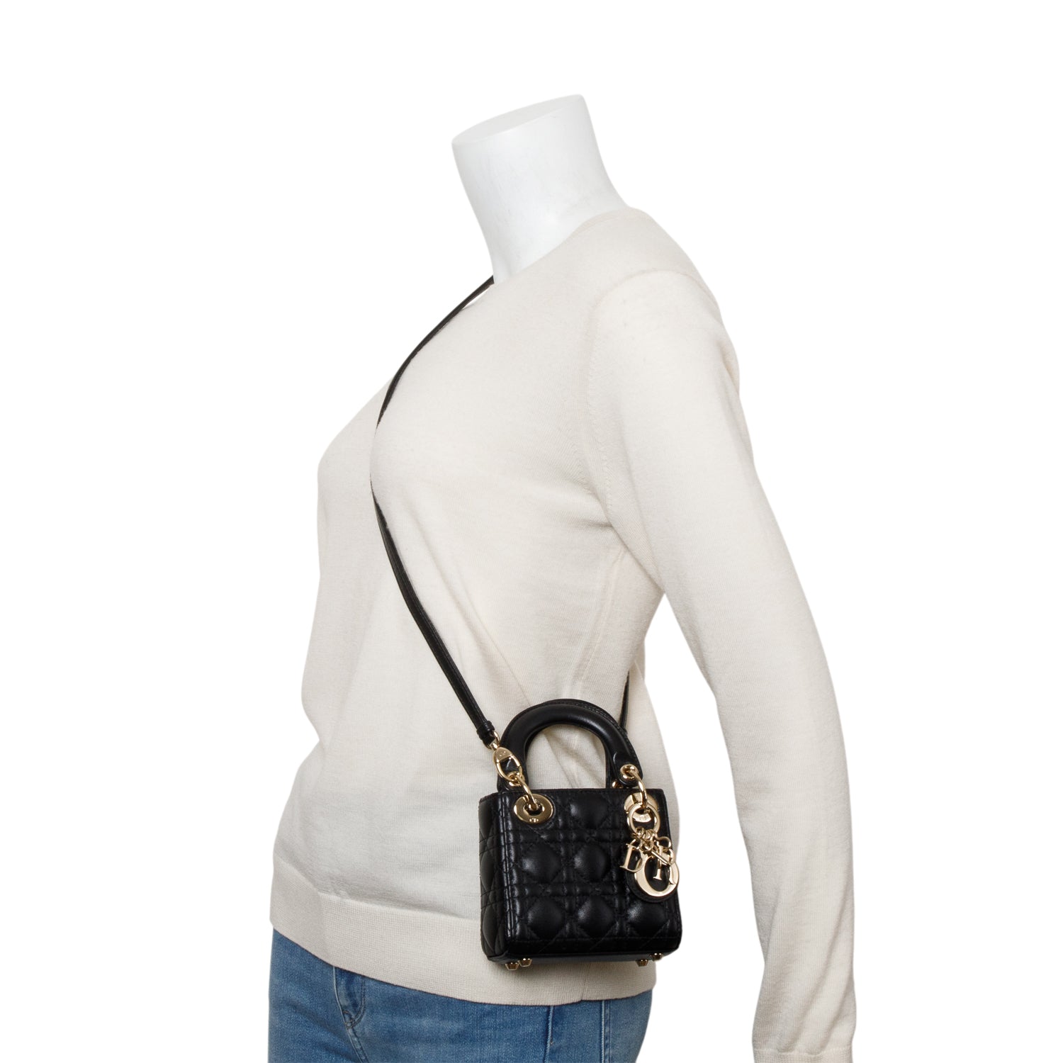 Christian Dior 2022 Black Leather Micro Lady Dior Bag w/ Box & Receipt