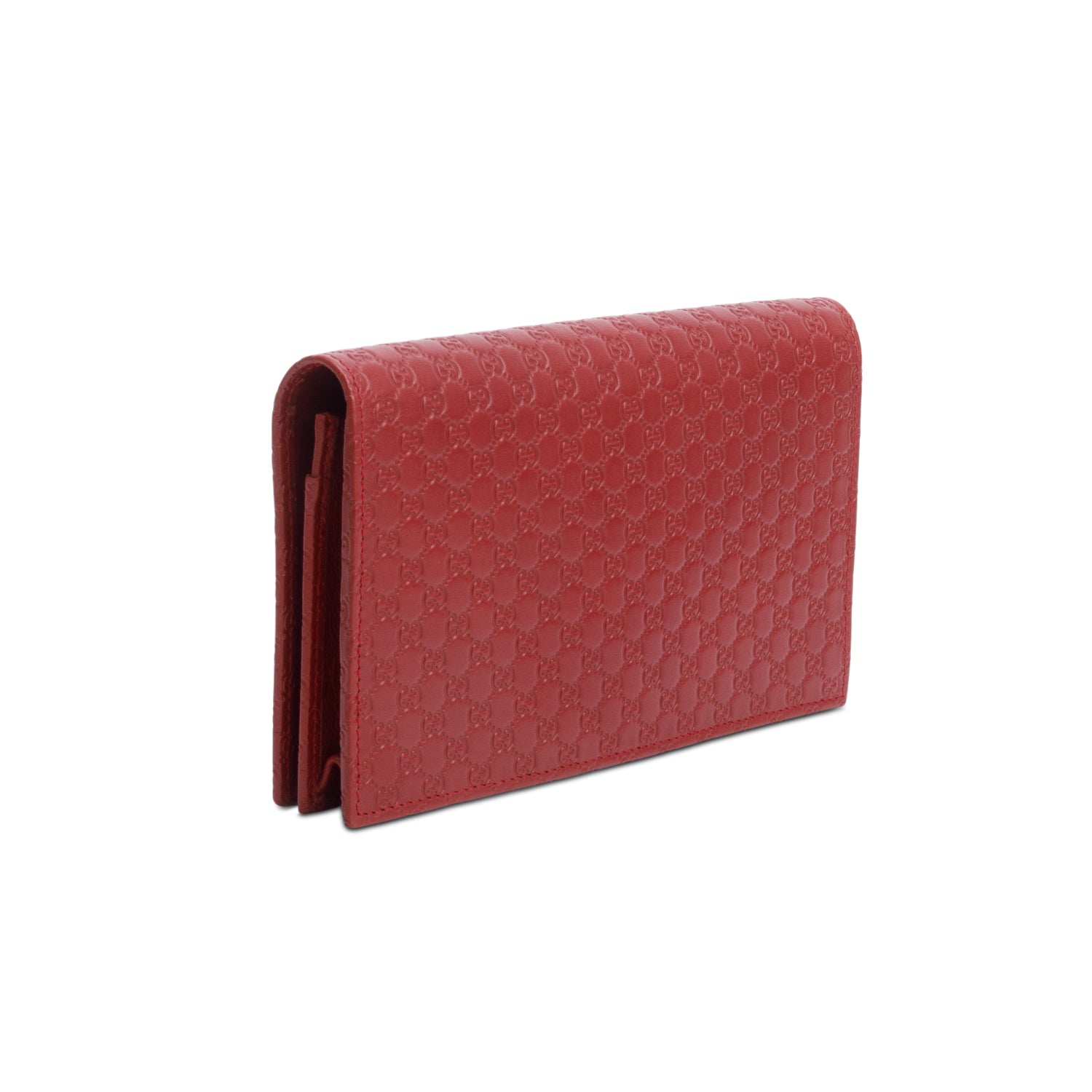 Gucci Red Microguccissima Leather Wallet on Strap w/ Box