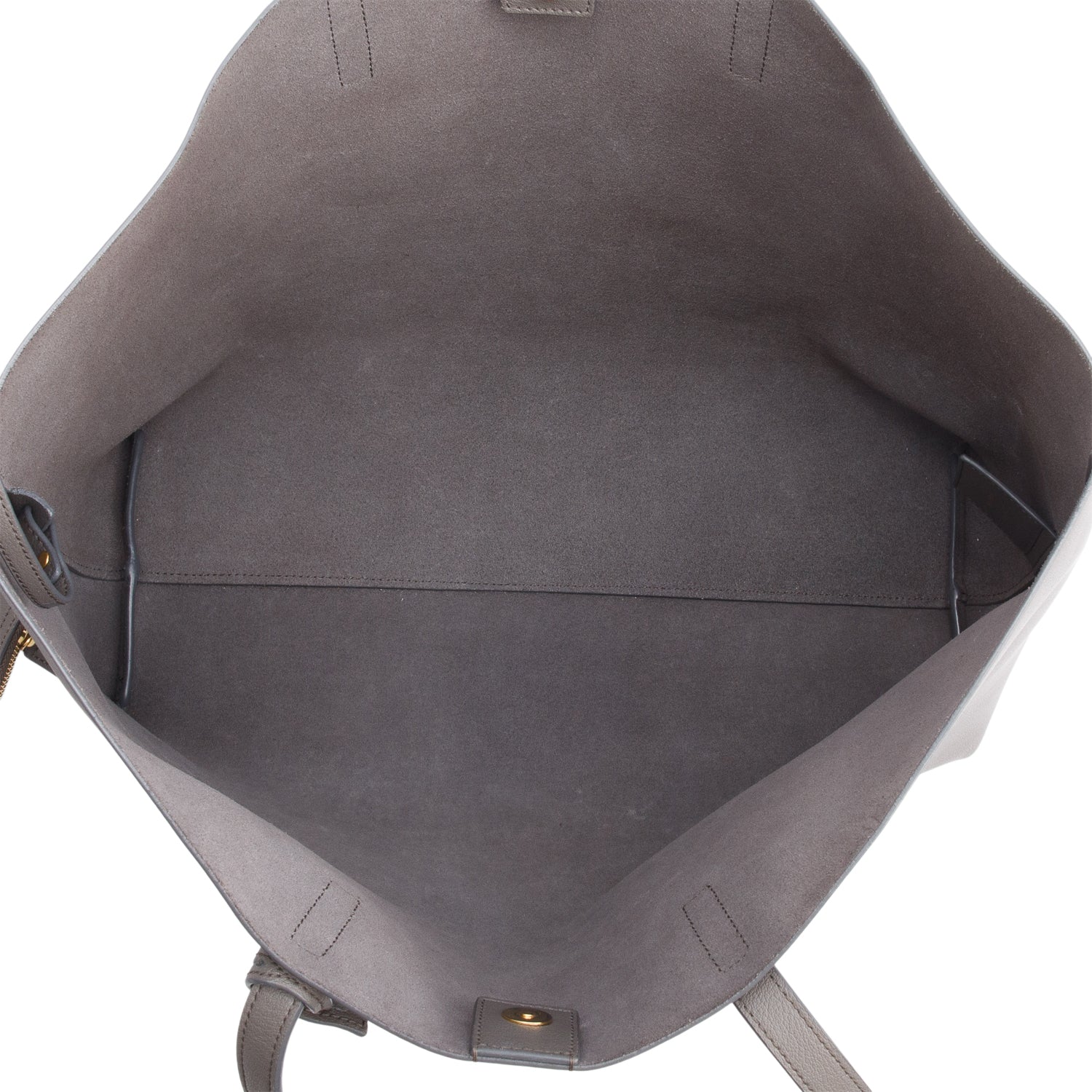 Saint Laurent Grey Leather Large E/W Shopping Tote w/ Pouch