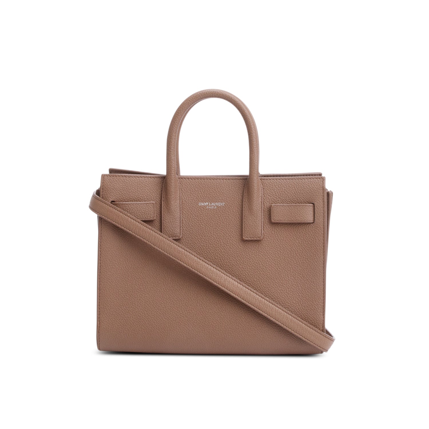 Saint Laurent Beige Grained Leather Nano Sac De Jour w/ Strap