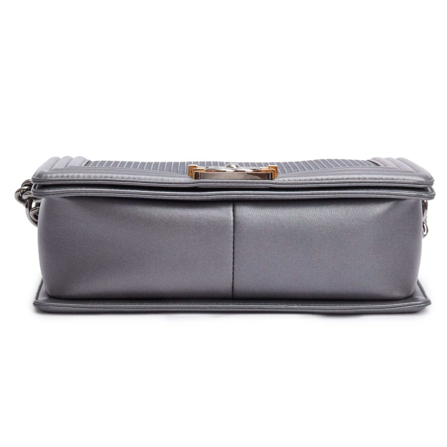 Chanel Grey Lambskin Leather Medium Cube Boy Bag w/ Authenticity Card