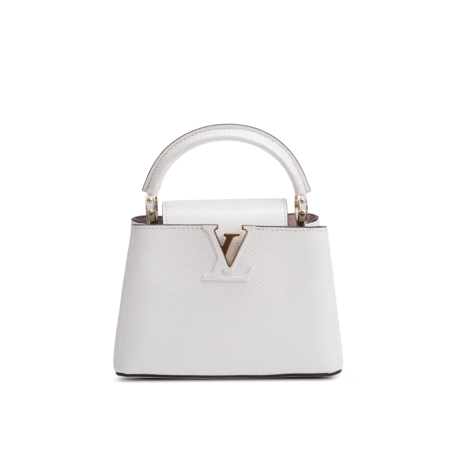 Louis Vuitton White Iridescent Python Capucines Mini