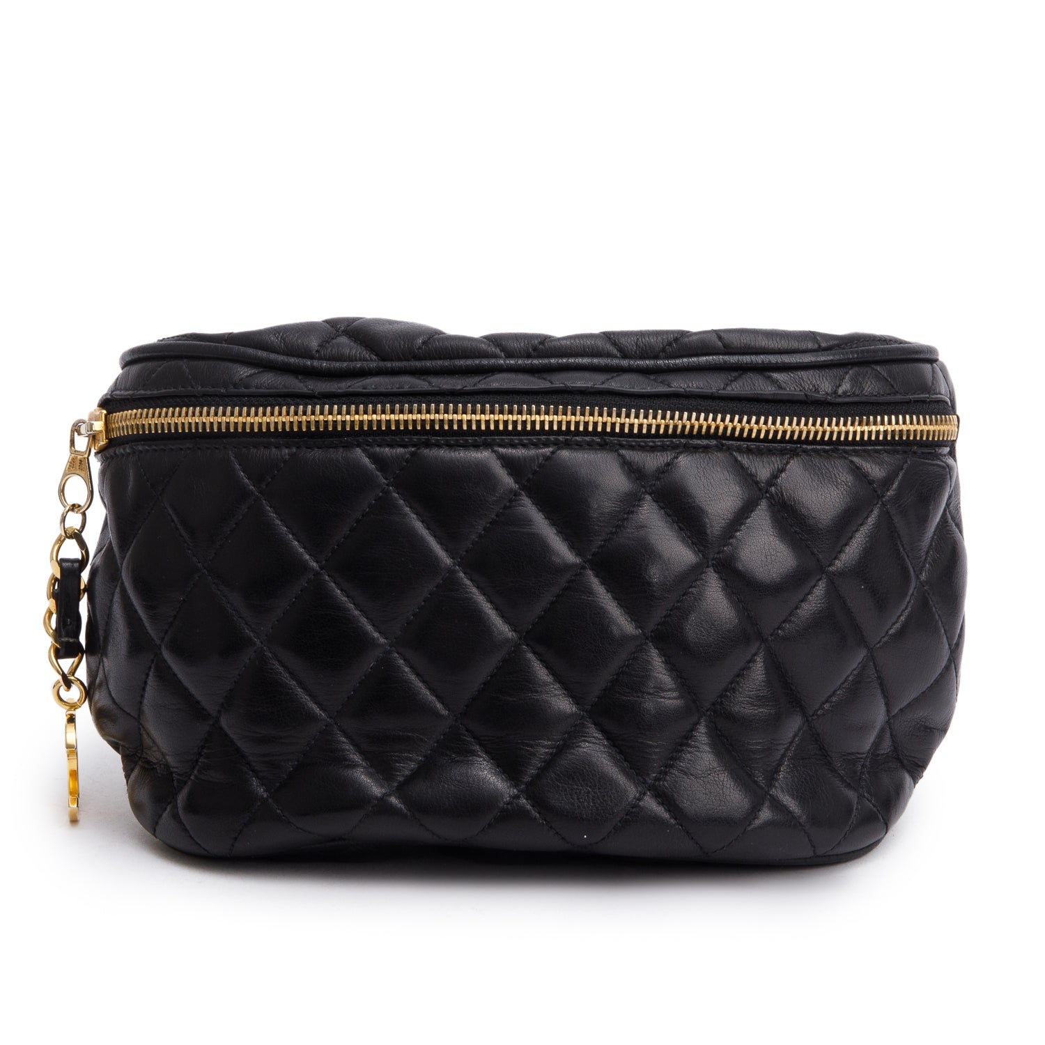 Chanel Vintage Black Quilted Lambskin Leather CC Waist Bag