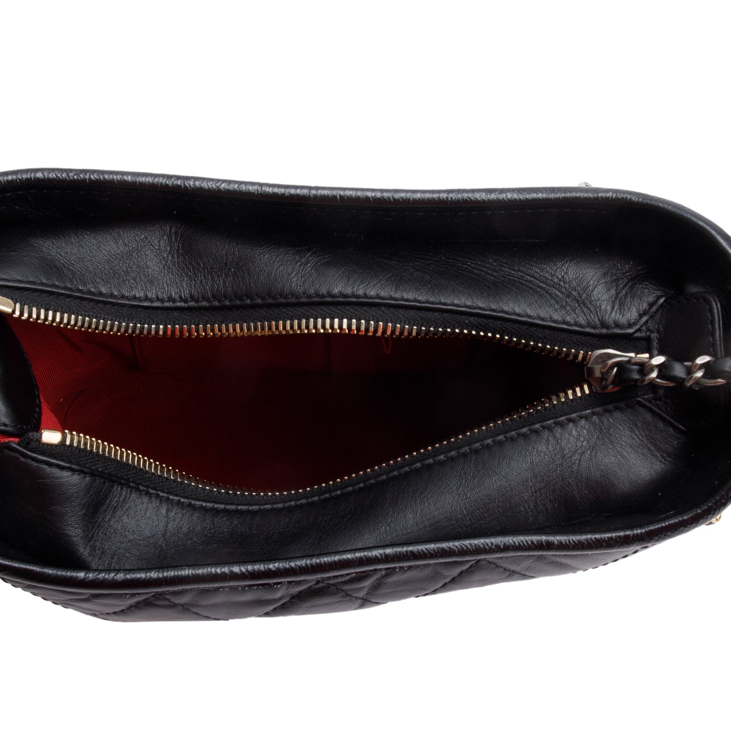 Chanel 2020 Black Aged Calfskin Leather Small Gabrielle Hobo w/ Authenticity Card