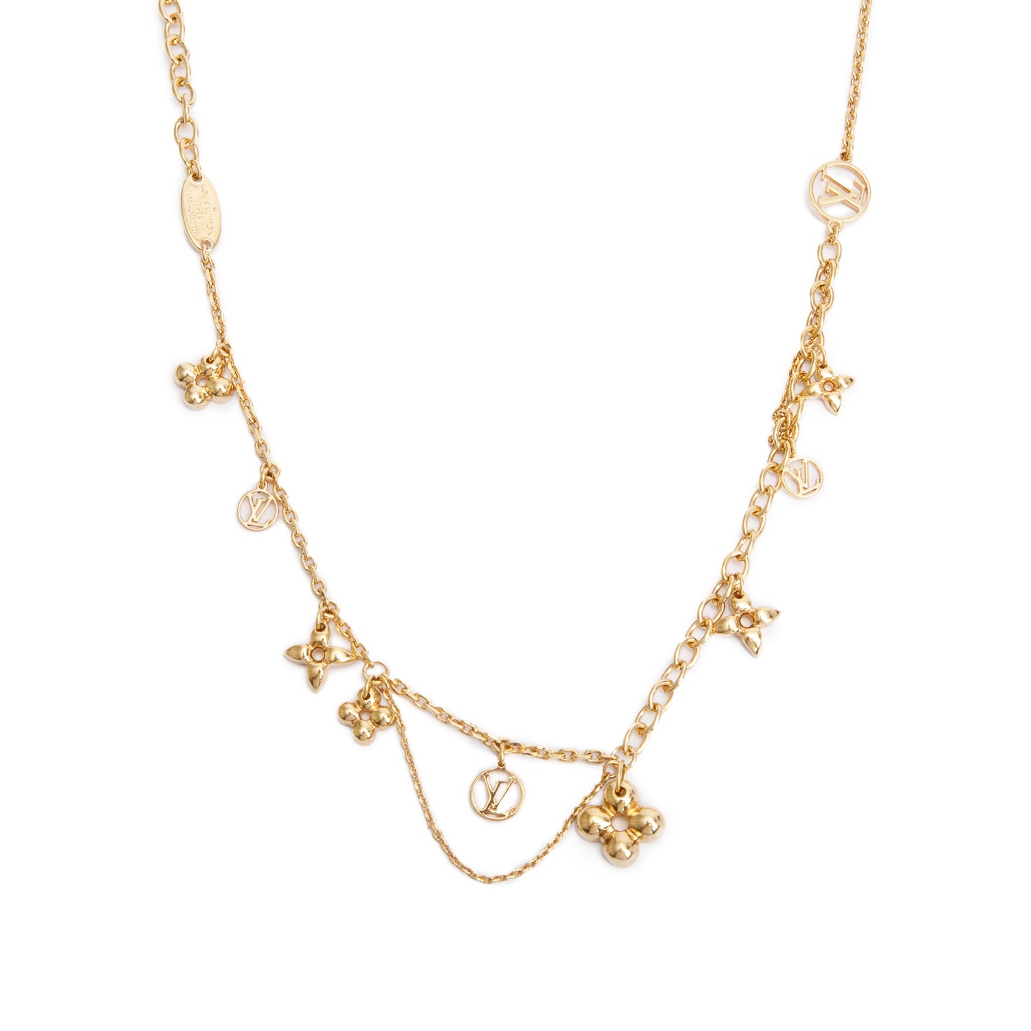 Louis Vuitton Gold Plated Collier Blooming Supple Necklace w/ Receipt