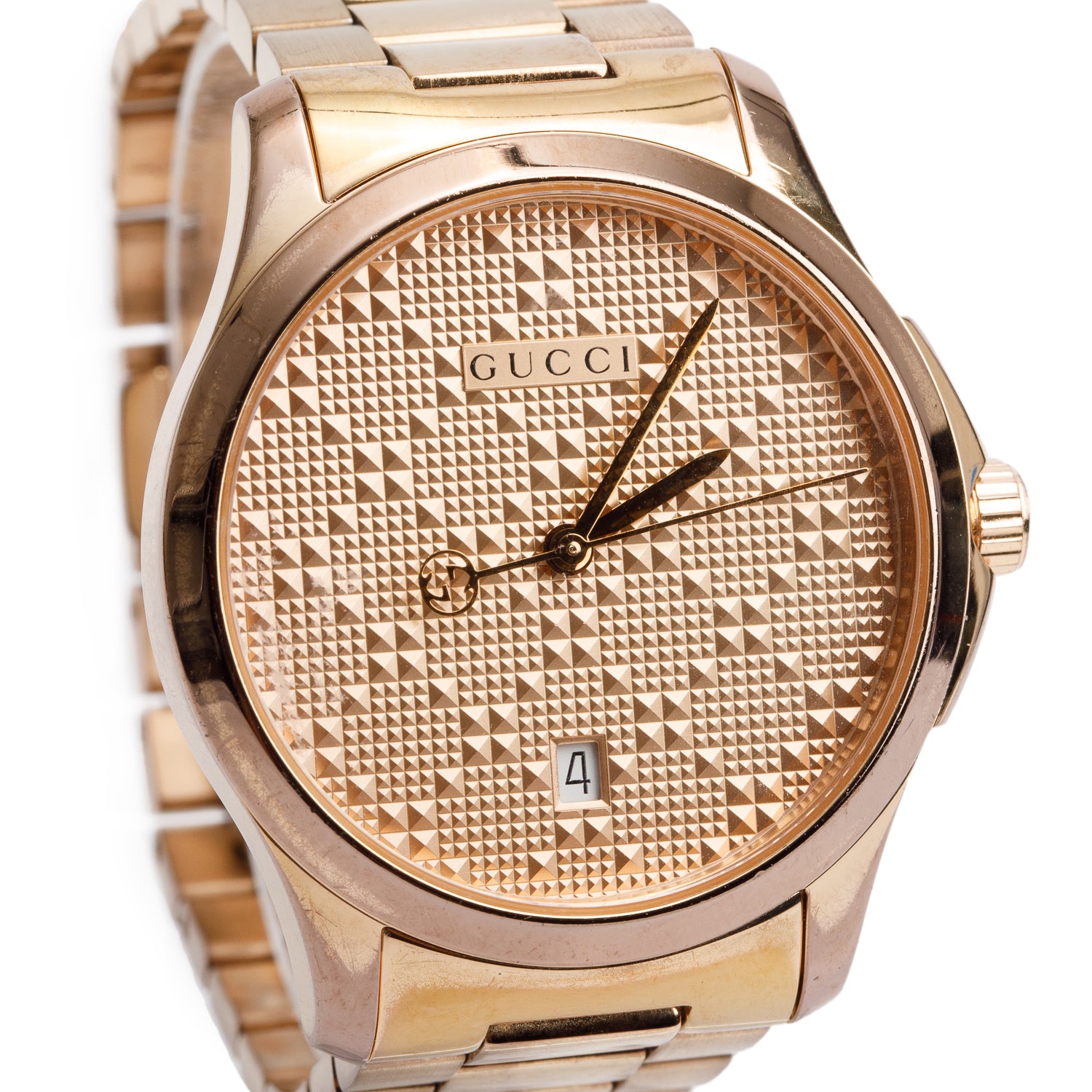 Gucci Rose-Gold Plated Stainless Steel G-Timeless 38 MM Quartz Watch YA126482 w/ Box & Papers