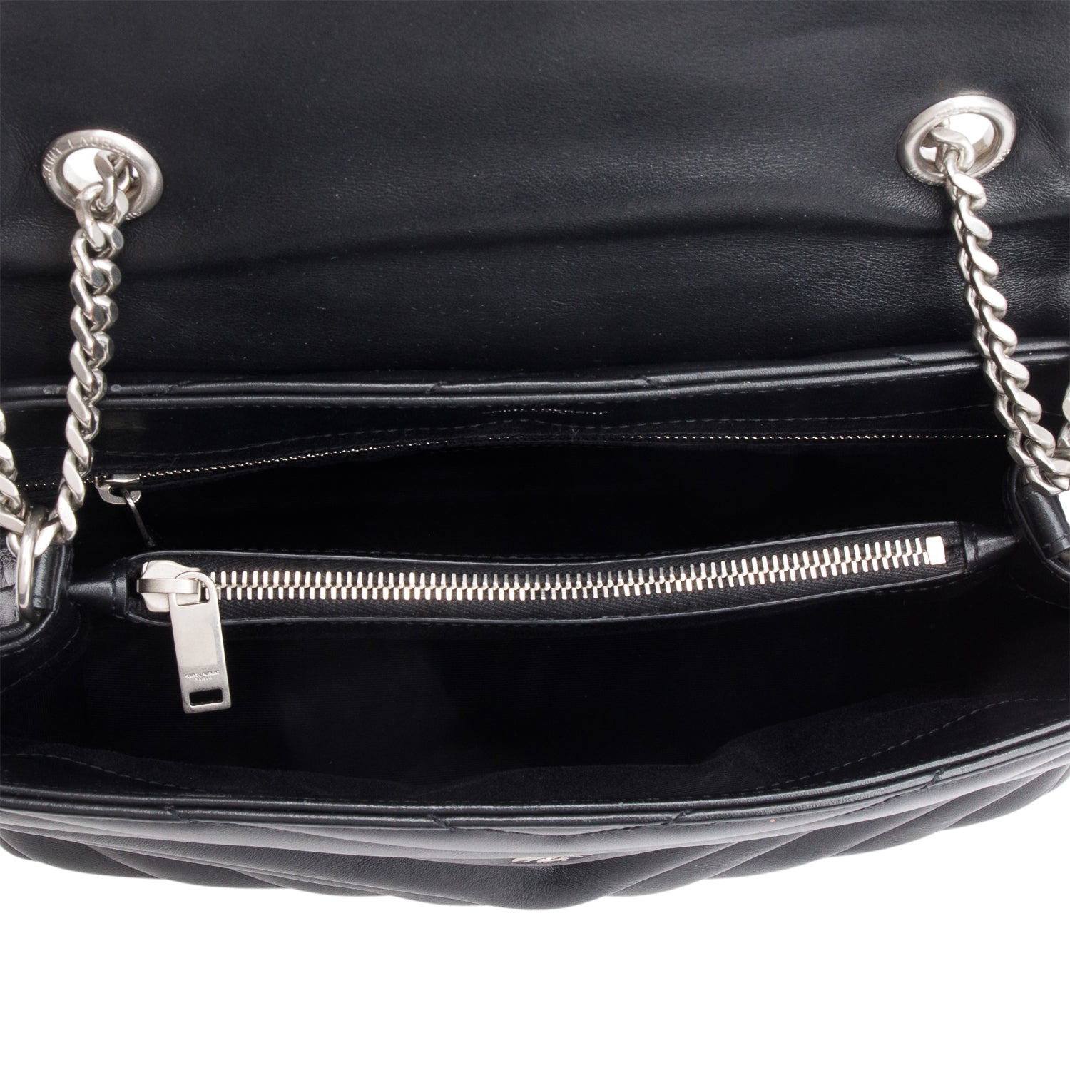 Saint Laurent Black Quilted Leather Medium Loulou Monogram Shoulder Bag