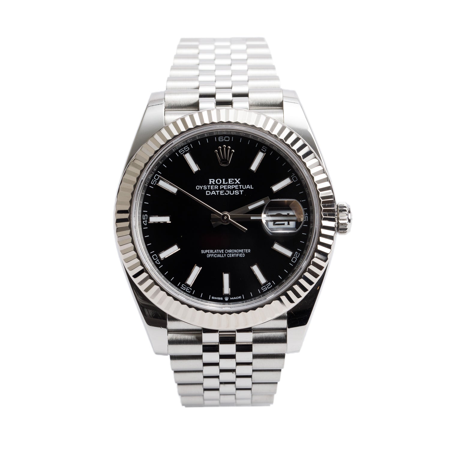 Rolex 2023 Stainless Steel Oyster Perpetual Datejust 41 MM Watch Black Dial 126334 w/ Box & Papers