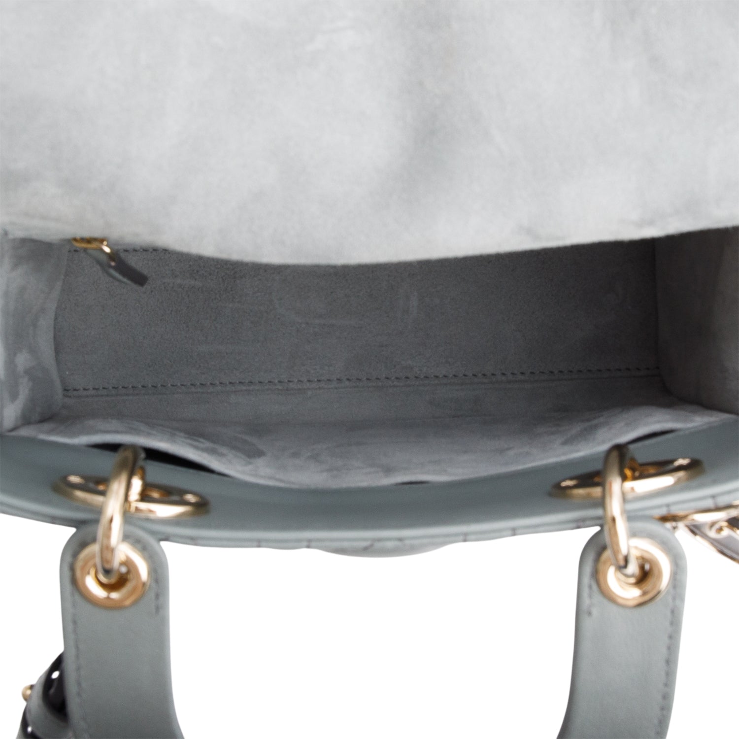 Christian Dior Grey Gradient Cannage Lambskin Leather Small Lady Dior My ABCDior Bag w/ Strap