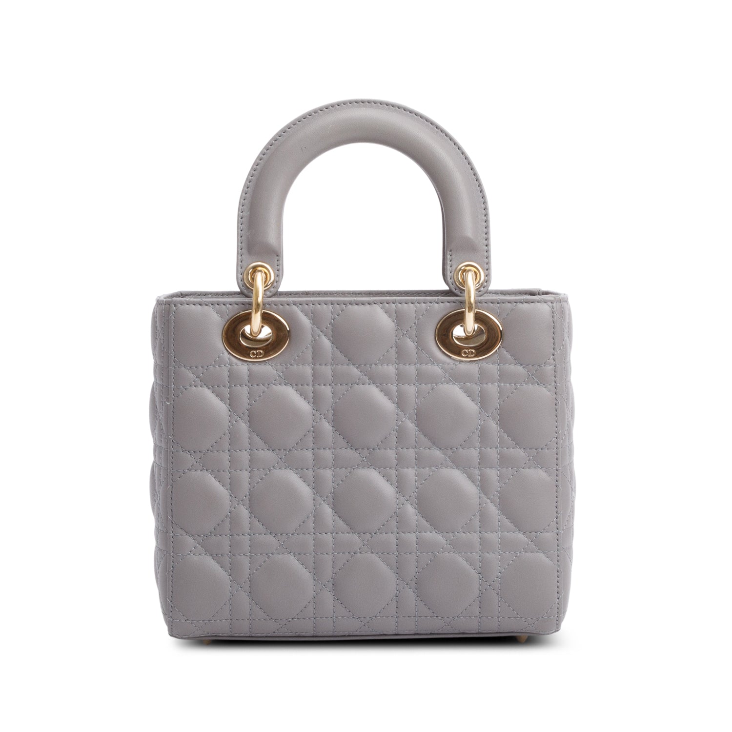 Christian Dior Grey Cannage Lambskin Leather Small Lady Dior My ABCDior Bag w/ Strap & Box