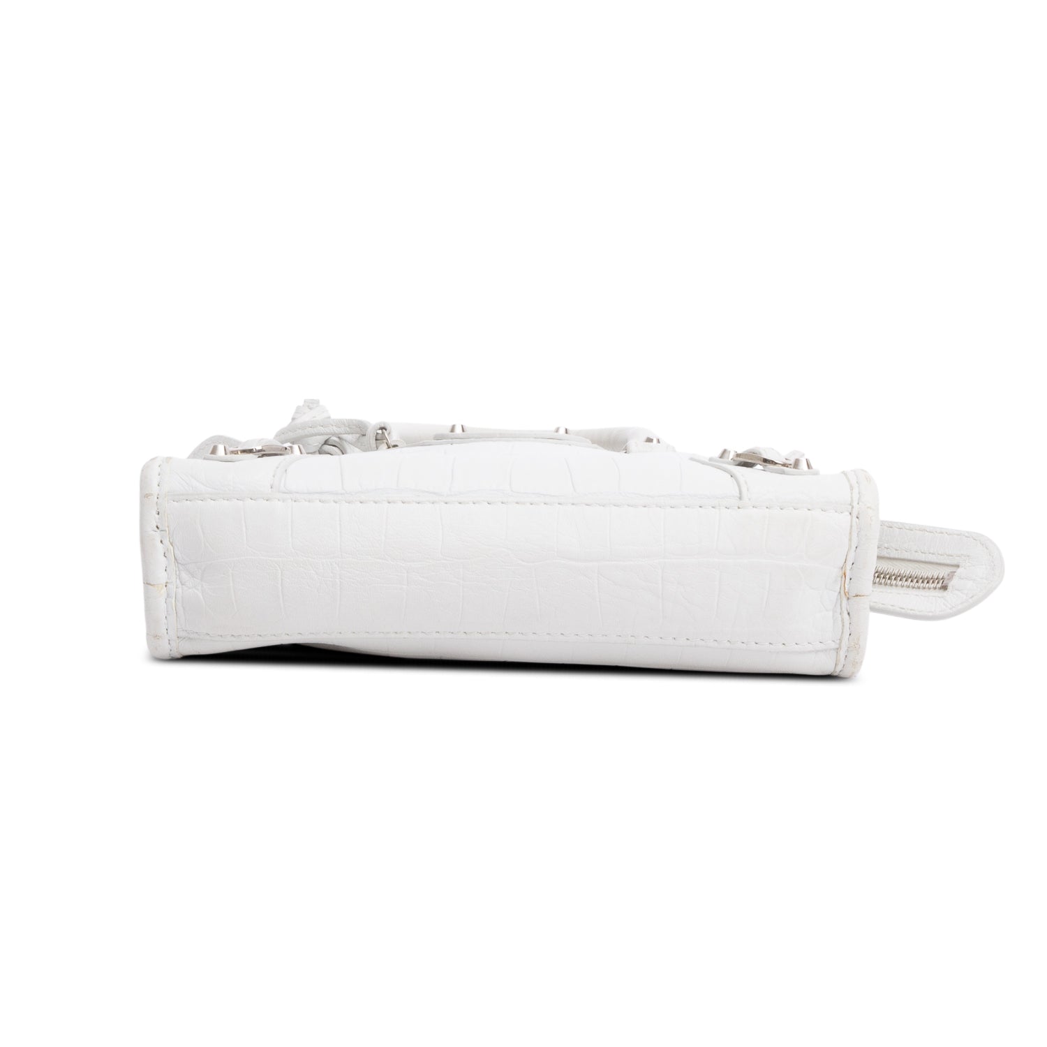 Balenciaga White Croc-Embossed Classic Nano City Bag