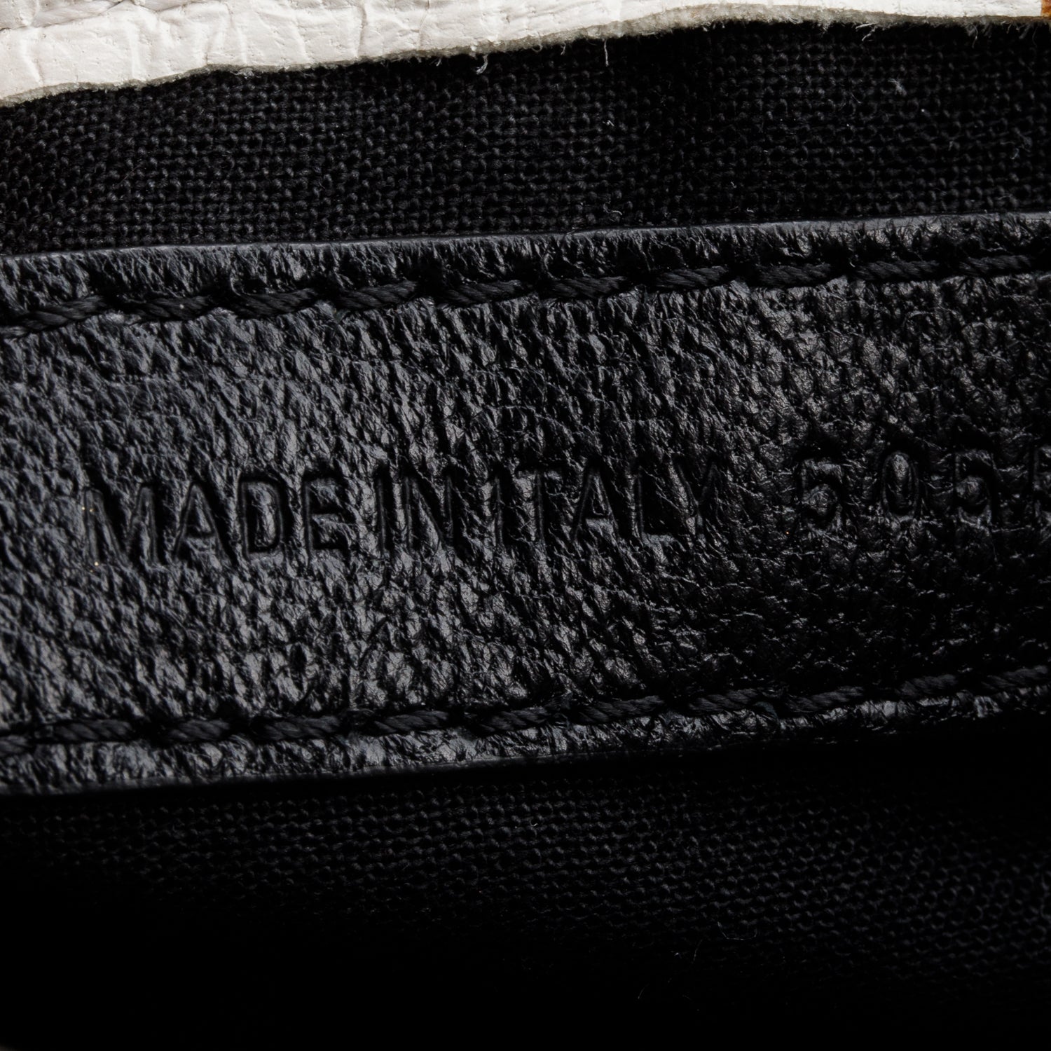 Balenciaga White Croc-Embossed Classic Nano City Bag